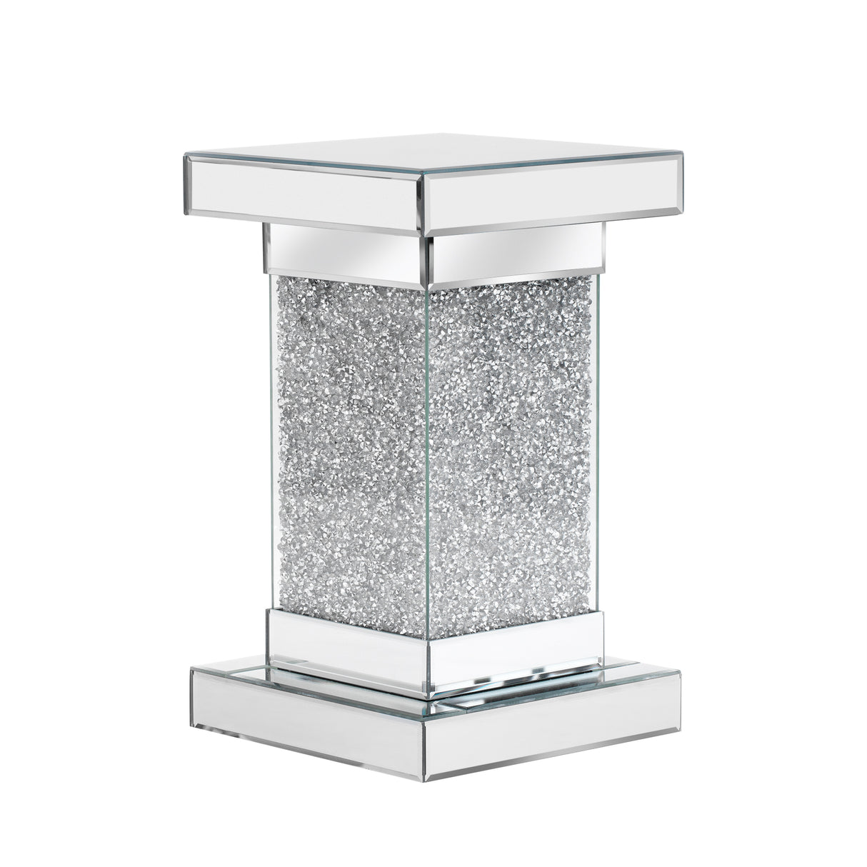 U-Can 11.8-inch silver square mirror coffee table with LED lights, modern diamond edge table, no assembly required - V.I.P Digital Presence