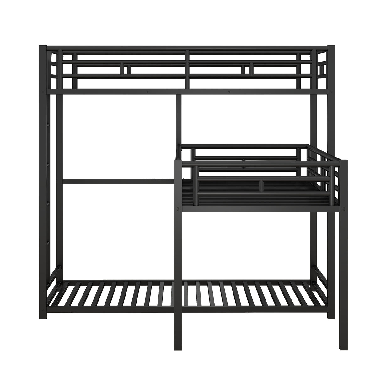 L-shaped Metal Triple Twin Size Bunk Bed, Black - V.I.P Digital Presence