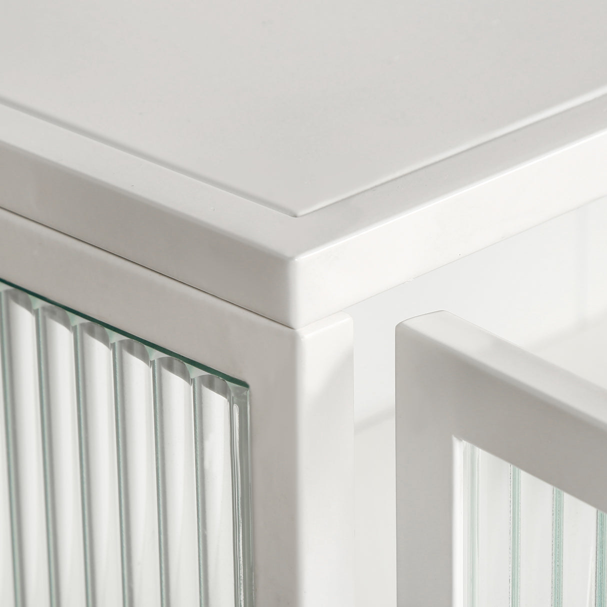 27.56"Glass Doors Modern Two-door Wall Cabinet with Featuring Three-tier White