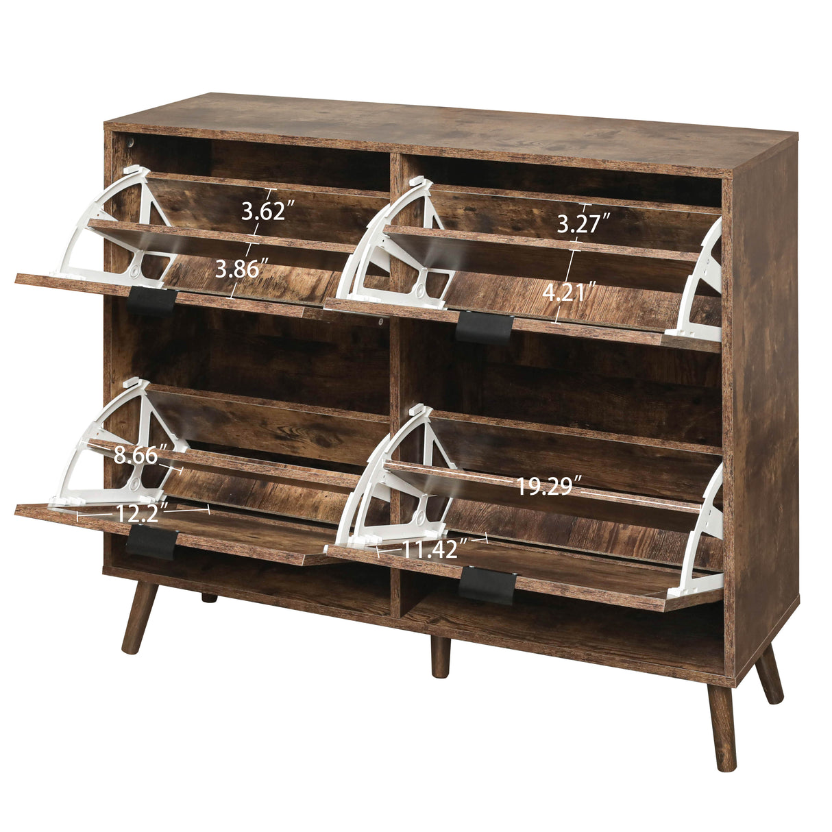 4 Door Shoe Rack, Freestanding Modern Shoe Storage Cabinet, for Entryway - V.I.P Digital Presence