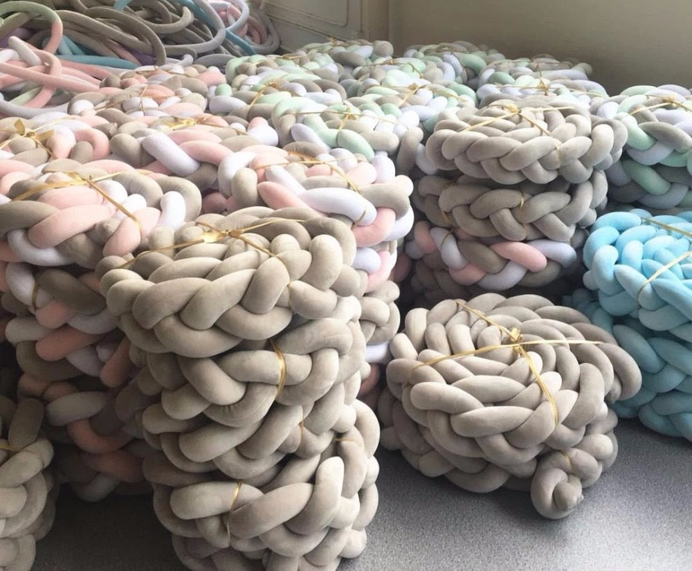 1Pcs 1M/2M/3M Baby Handmade Nodic Knot Newborn Bed Bumper Long Knotted Braid Pillow Baby Bed Bumper Knot Crib Infant Room Decor - V.I.P Digital Presence