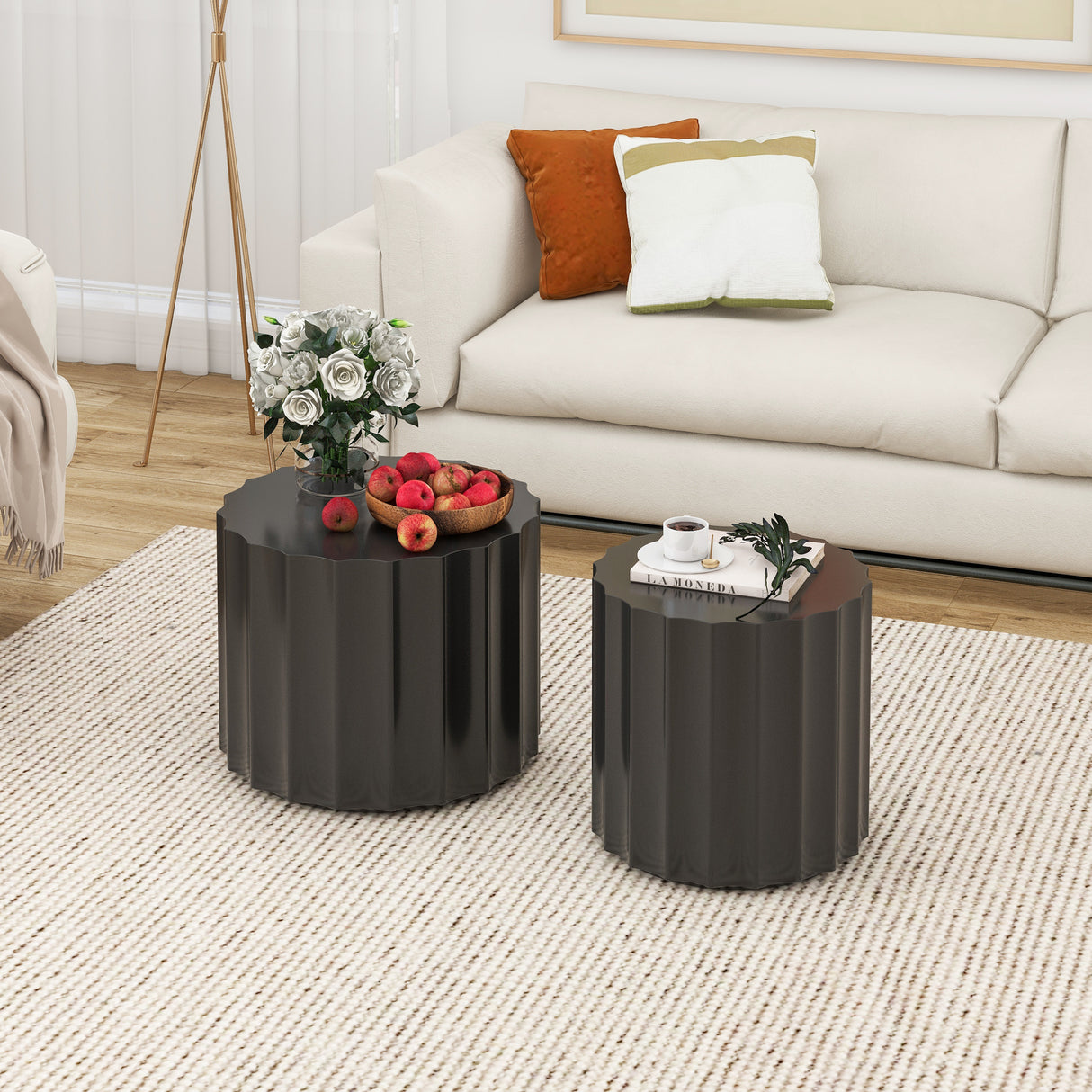 Coffee Table Set of 2, Round Coffee Table ,Nesting Coffet Table,End table,Circle Sidetable for Living room ,Bedroom - V.I.P Digital Presence