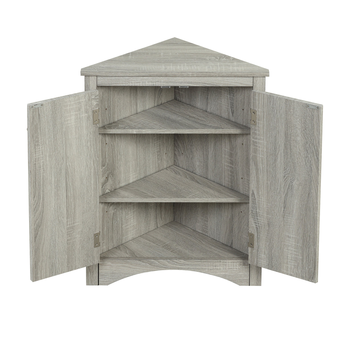 Oak Triangle Bathroom Storage Cabinet with Adjustable Shelves, Freestanding Floor Cabinet for Home Kitchen - V.I.P Digital Presence
