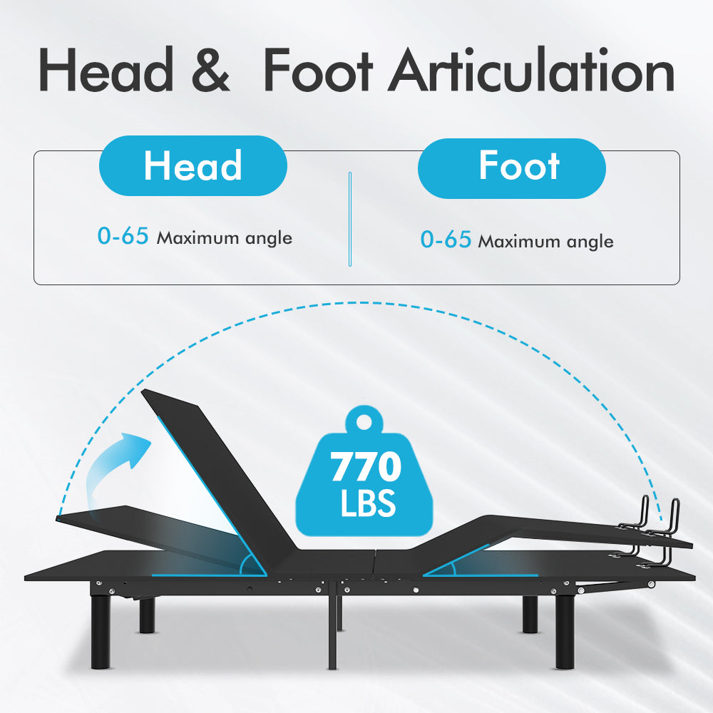 J300 Adjustable Bed Base Frame - Twin XL - Tilt - Zero Gravity - Underbed Lighting - Wireless Remote Control - A-Type-C Type - V.I.P Digital Presence