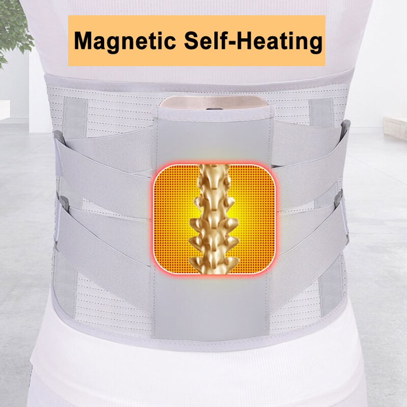 Orthopedic Tourmaline Self-heating Magnetic Steel Bone Waist Widen Belt Men Women Lumbar Support Back Brace Belt With 3pcs Pad - V.I.P Digital Presence