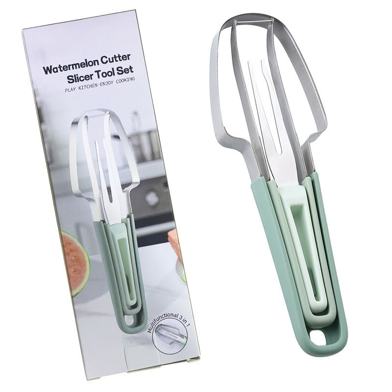 3-in-1 Watermelon Cutter Stainless Steel Fruit Carving Knife Multi-functional Melon Fork Slicer Tool for Camping Kitchen Gadgets - V.I.P Digital Presence