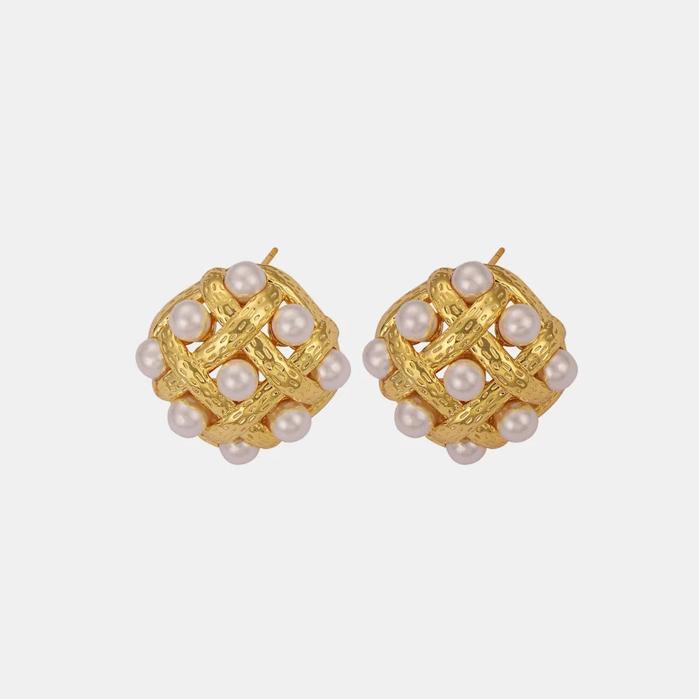 Copper Shell Pearl Stud Earrings - V.I.P Digital Presence