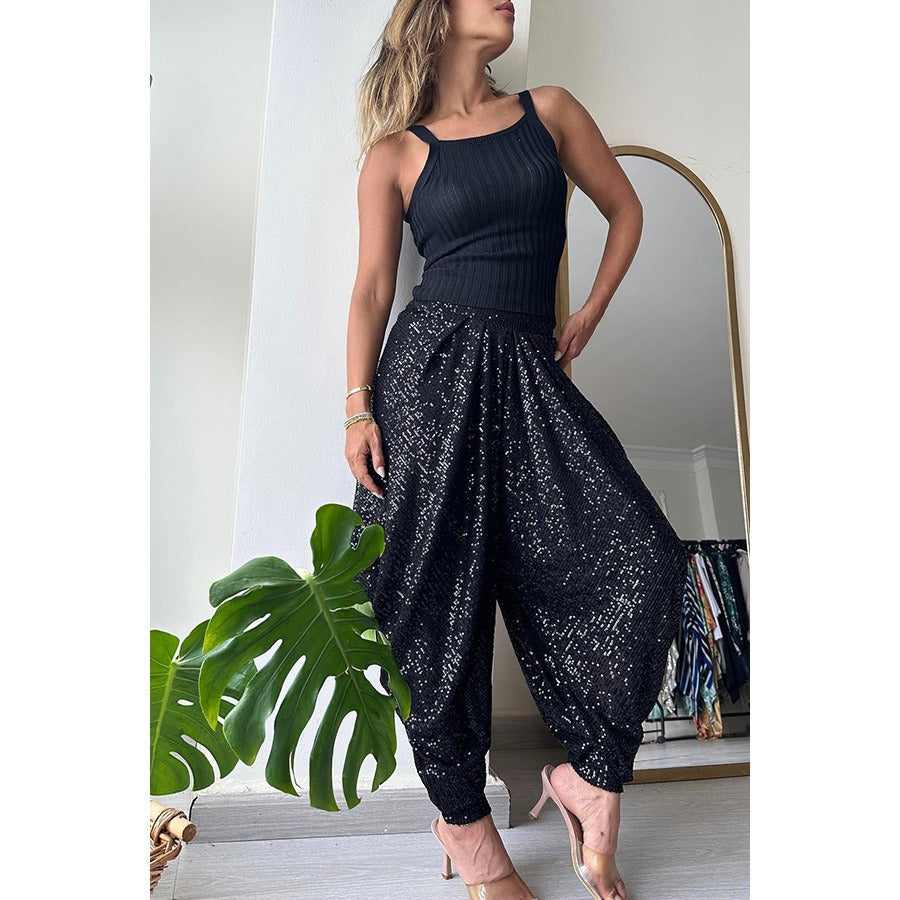 Loose sequin trousers INS elastic waist casual bloomers - V.I.P Digital Presence