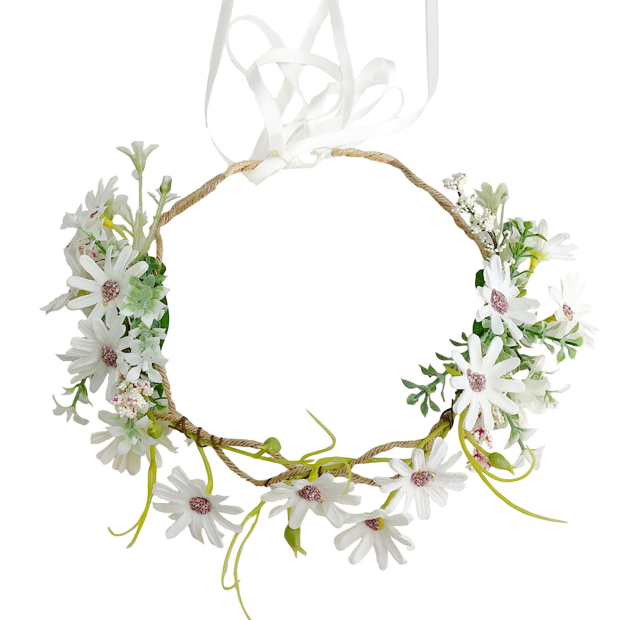 Fresh flower garland headwear hand woven fabric small daisy flower spring fairy outdoor hair accessory - V.I.P Digital Presence