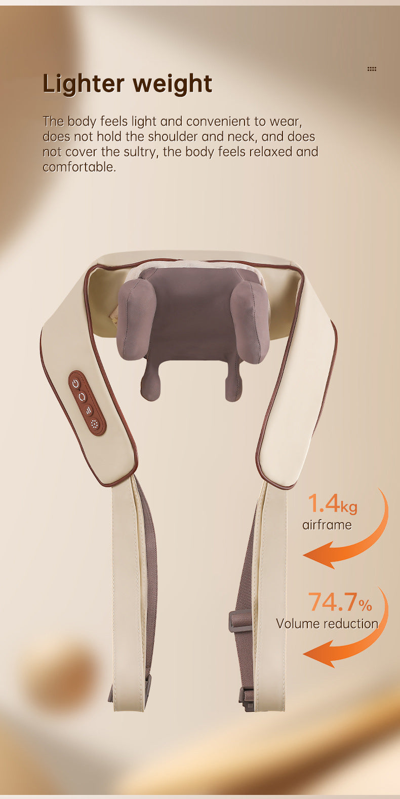 USB-C Rechargeable Kneading Massage Hot Compress Shiatsu Back Shoulder Neck Massager for Pain Relief - V.I.P Digital Presence