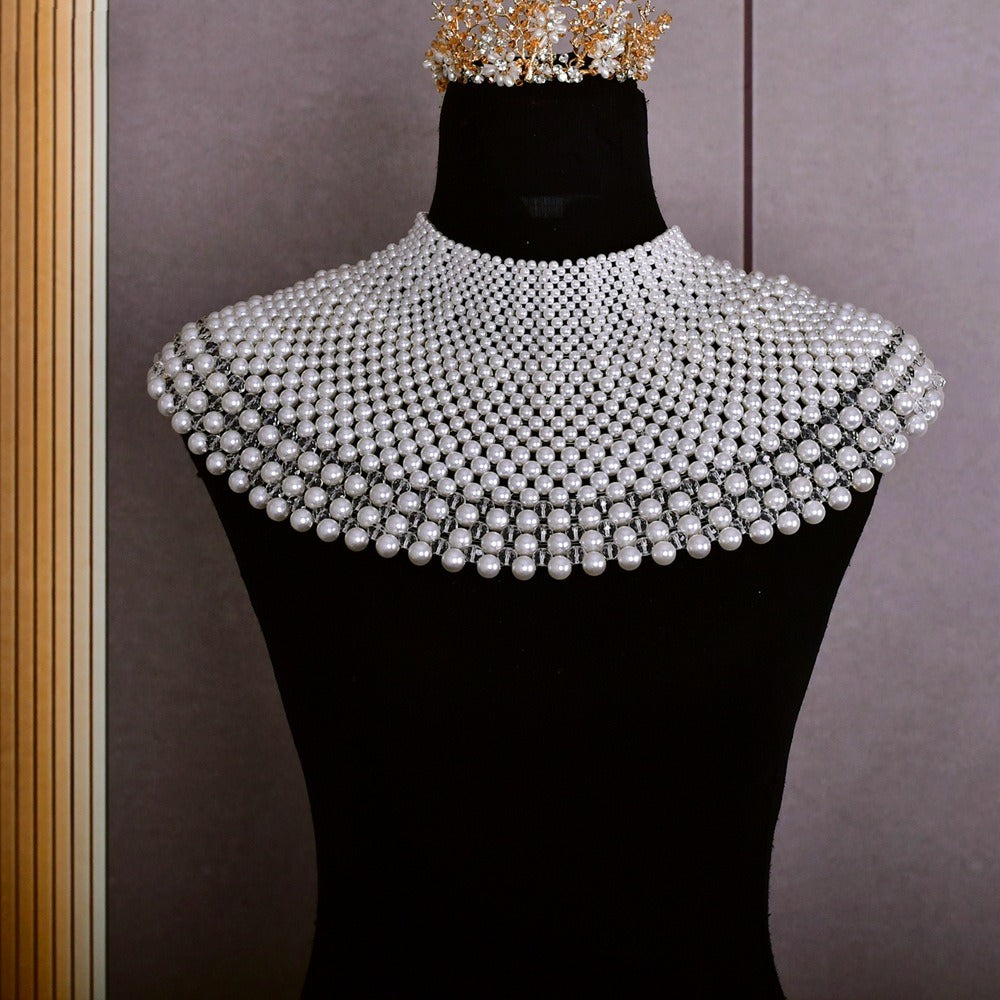 Bridal Shoulder Necklace Fashion Body Chain Pearls Beaded Women Layered Choker Wedding Accessories - V.I.P Digital Presence