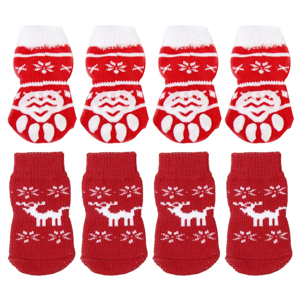8pcs Pet Warm Cotton Socks Soft Anti Slip Claw Pattern Protect Feet Cold Snow Christmas Dog Cat Stockings Gifts - V.I.P Digital Presence