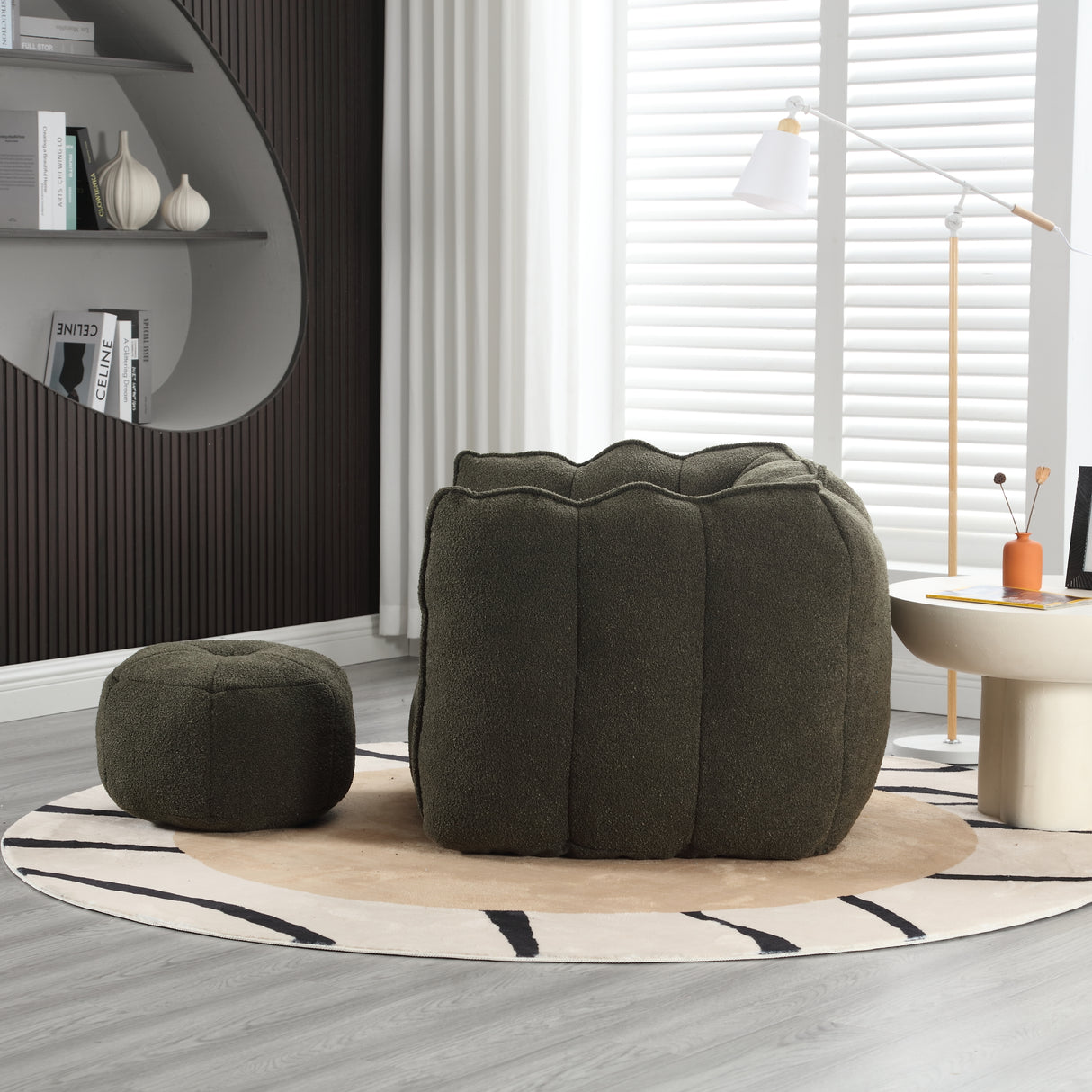 Soft Bean Bag Chair with High Resilient Foam(Chips)for living room and bedroom,Comfortable Square Lazy Sofa with Footstool - V.I.P Digital Presence
