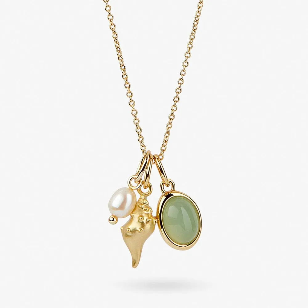 14K Gold-Plated Natural Crystal Conch Pendant Necklace - V.I.P Digital Presence
