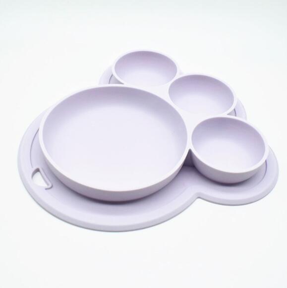 Plato de silicona de grado alimenticio para niños, plato para el hogar, plato para bebés, vajilla con forma de pata de oso, cuencos de dibujos animados para entrenamiento de niños, ventosa para niños pequeños