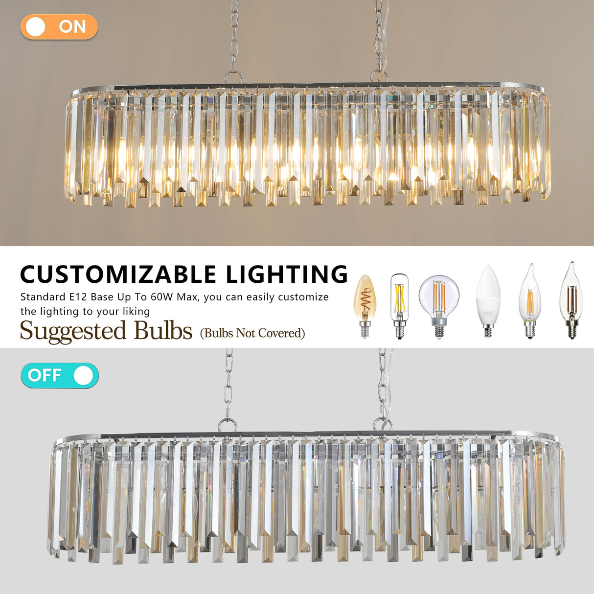 Modern Oval Crystal ceiling chandelier Luxury Home Decor Light Fixture - V.I.P Digital Presence