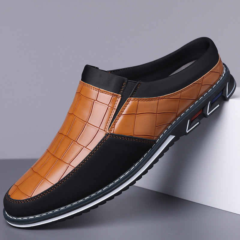 Men's Half-Slipper Leather Shoes Back Strap Slippers Big Size Toe-Covered Slippers - V.I.P Digital Presence