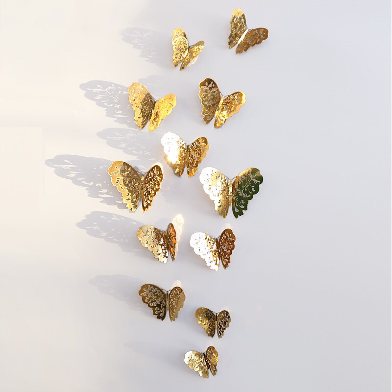 12pcs 3D Hollow Butterfly Wall Sticker for Home Decor DIY Butterflies Fridge stickers Room Decoration Party Wedding Decor - V.I.P Digital Presence