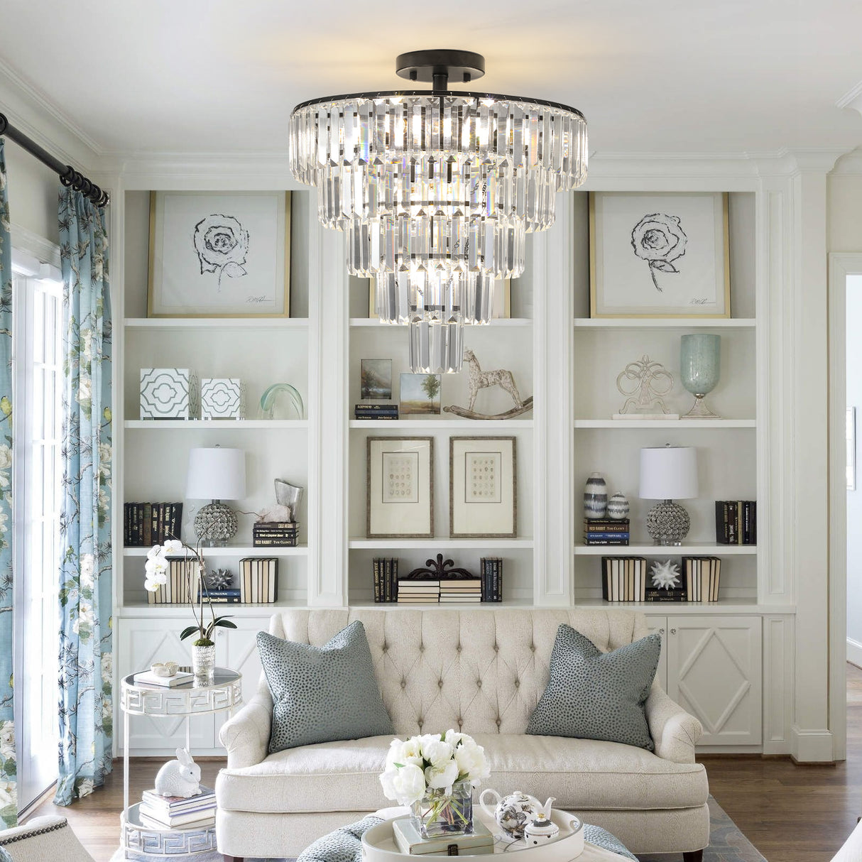 Black large crystal chandelier, modern style chandelier, dining room, living room, bedroom - V.I.P Digital Presence