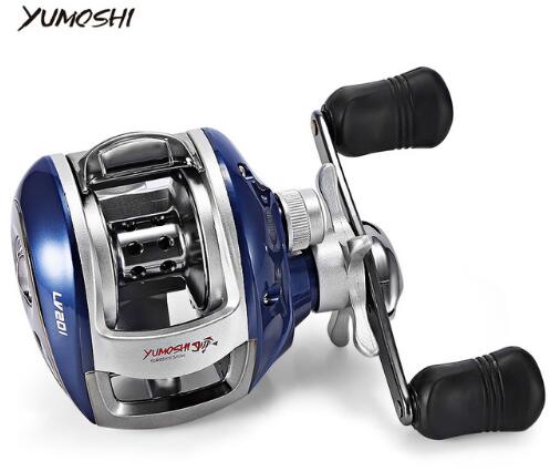 Carrete de pesca YUMOSHI para zurdos y diestros, 12+1BB, 6,3:1, freno magnético, rueda de caída de agua, bobina