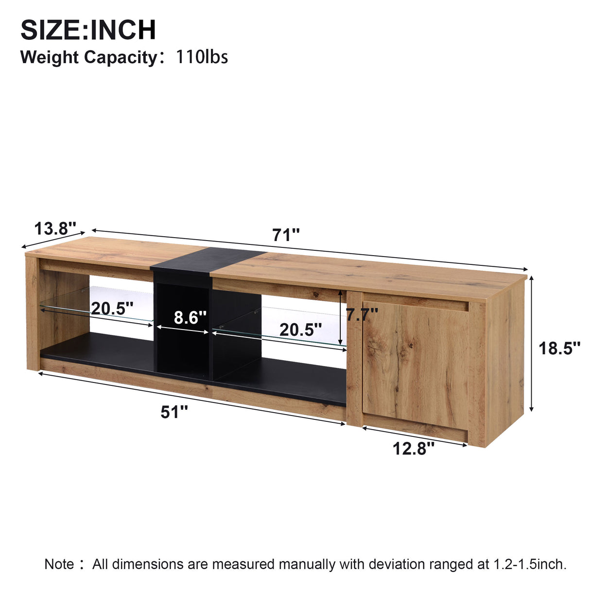 ModernTV stand suitable for TVs under 80 inches, media console with multifunctional storage, and LED lights - V.I.P Digital Presence