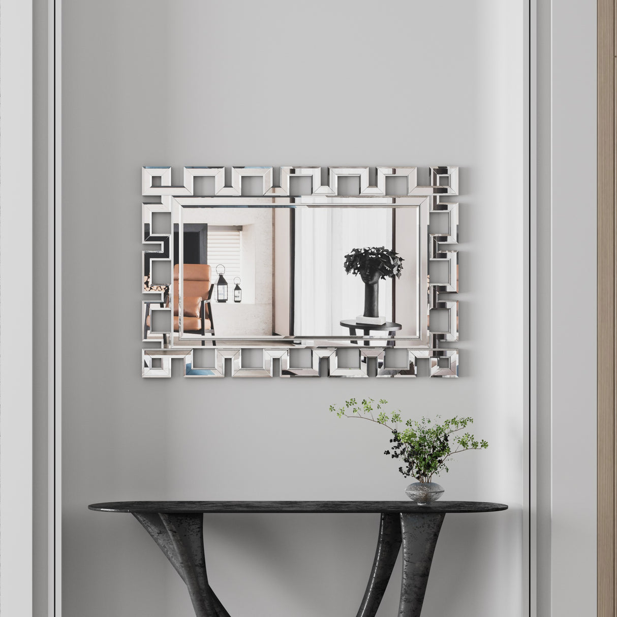 Large Wall-Mounted Silver Decorative Rectangular Wall Mirror for Home, Living Room, Bedroom, Entryway (clear HD mirror) - V.I.P Digital Presence