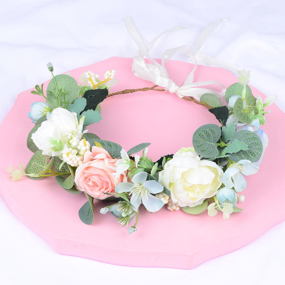 Forest style headband simulation, starry sky, eucalyptus flower wreath, bride's wedding dress, photography, headpiece, headband - V.I.P Digital Presence
