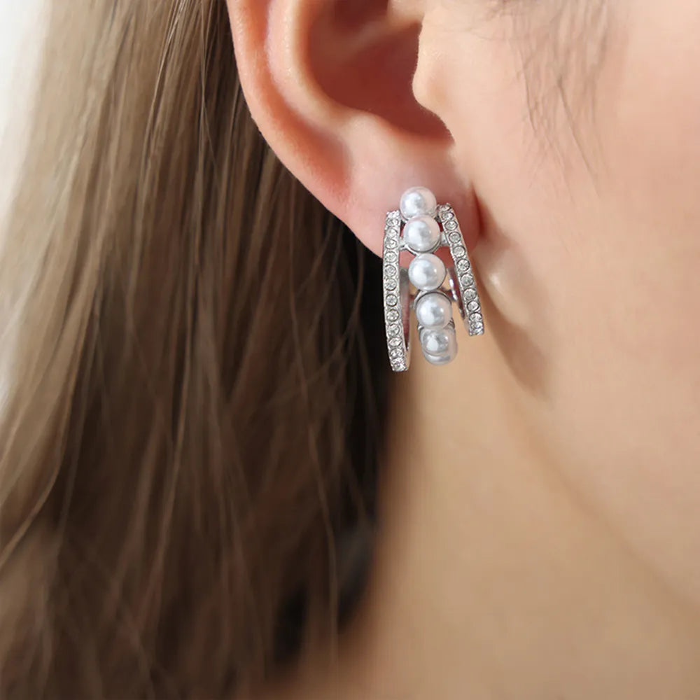 Pearl Titanium Steel C-Hoop Earrings - V.I.P Digital Presence