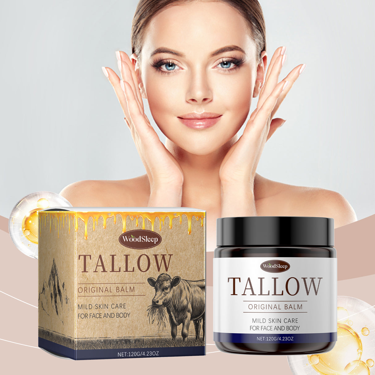Crema hidratante facial de miel de sebo que hidrata y nutre suavemente la piel.