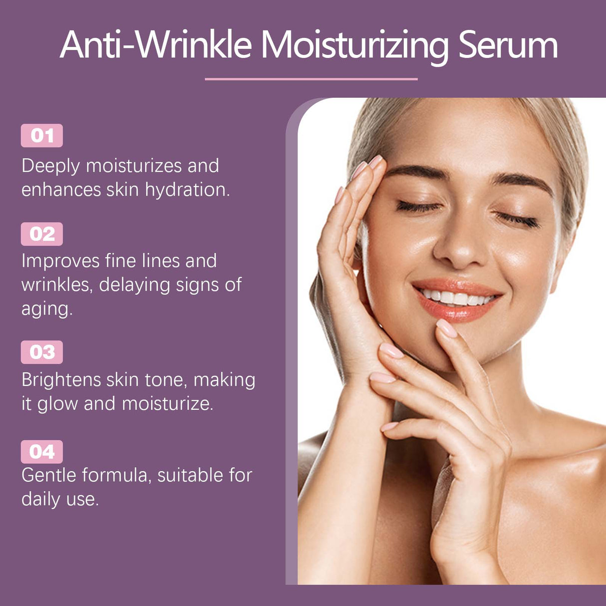 Esencia hidratante con ácido hialurónico y vitamina que hidrata la piel del rostro.