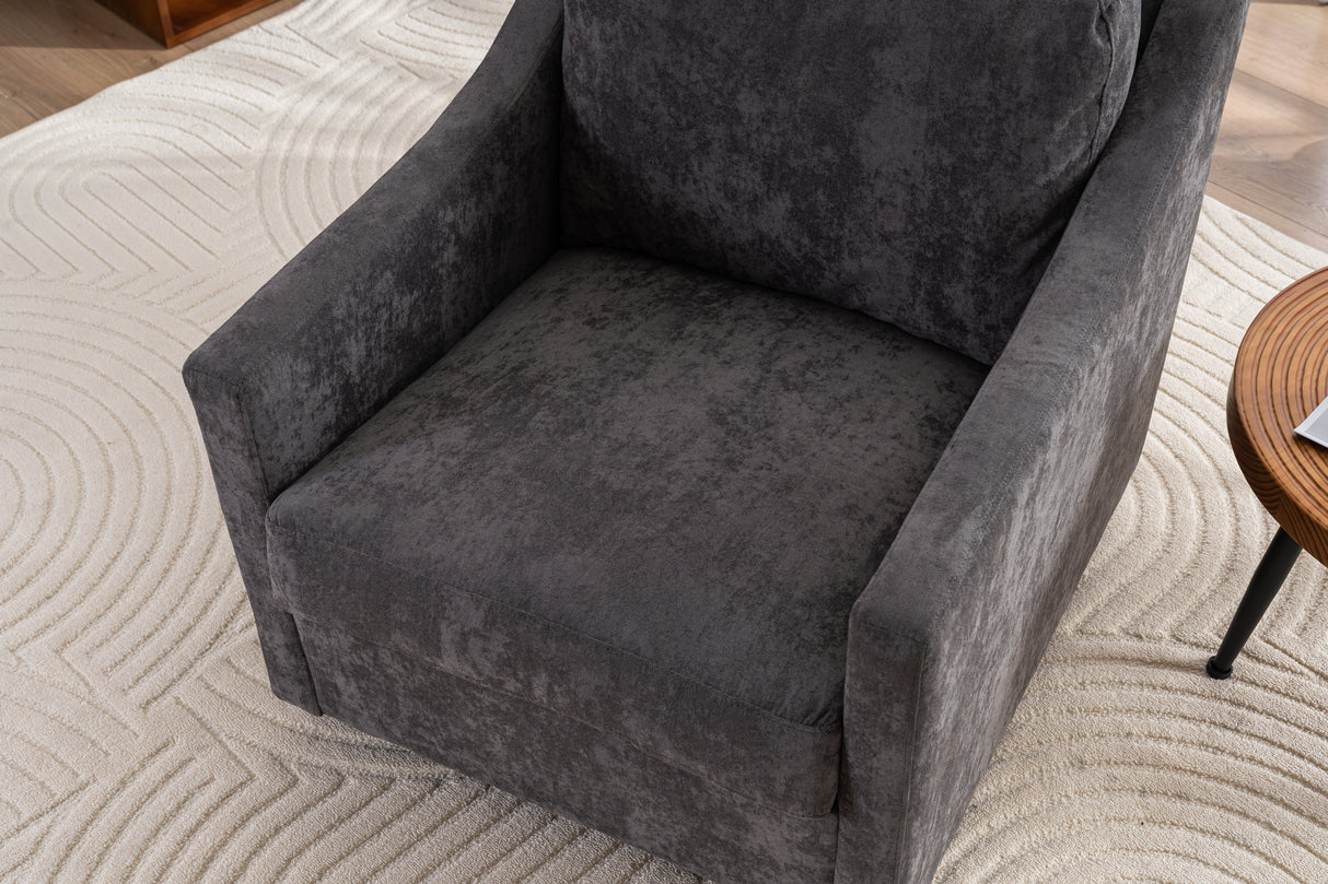 Large swivel chair, soft cushion armchair, modern chair, skin friendly gradient linen fabric, comfortable sitting gray