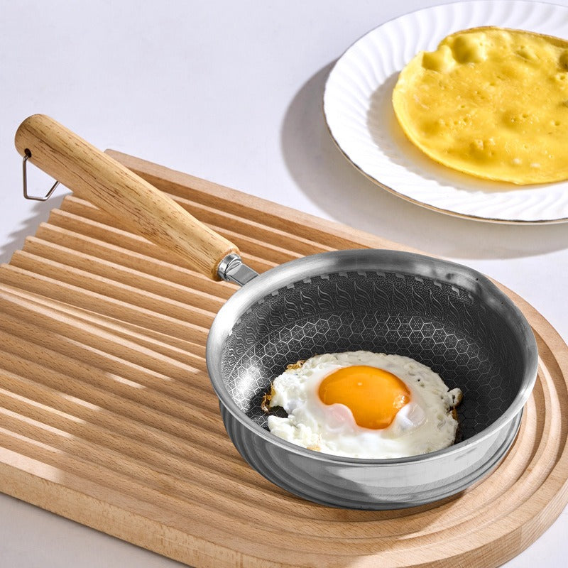 Stainless steel flat bottomed frying pan, non stick pan, deepening multifunctional mini frying pan for steak and eggs, small fry - V.I.P Digital Presence
