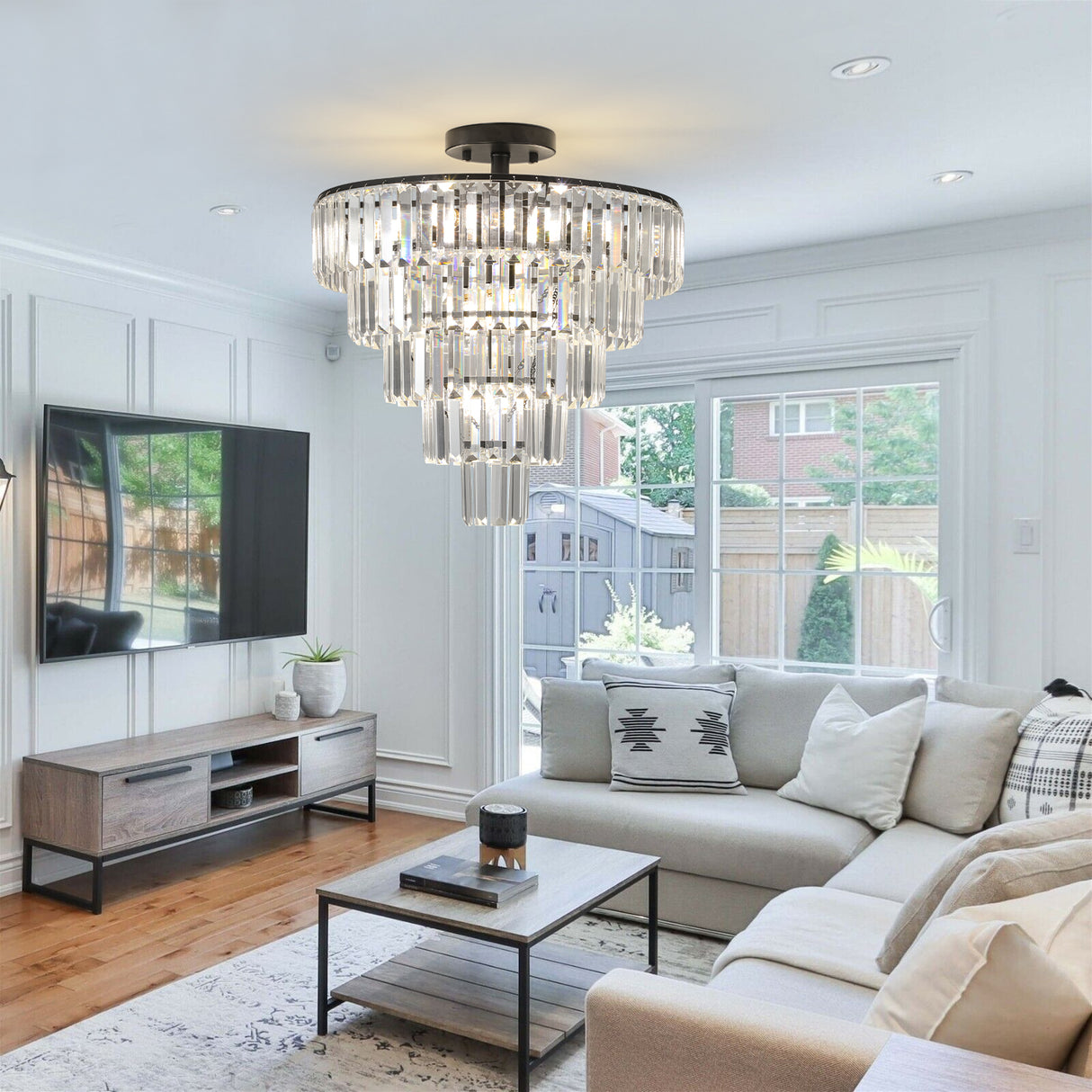 Black large crystal chandelier, modern style chandelier, dining room, living room, bedroom - V.I.P Digital Presence