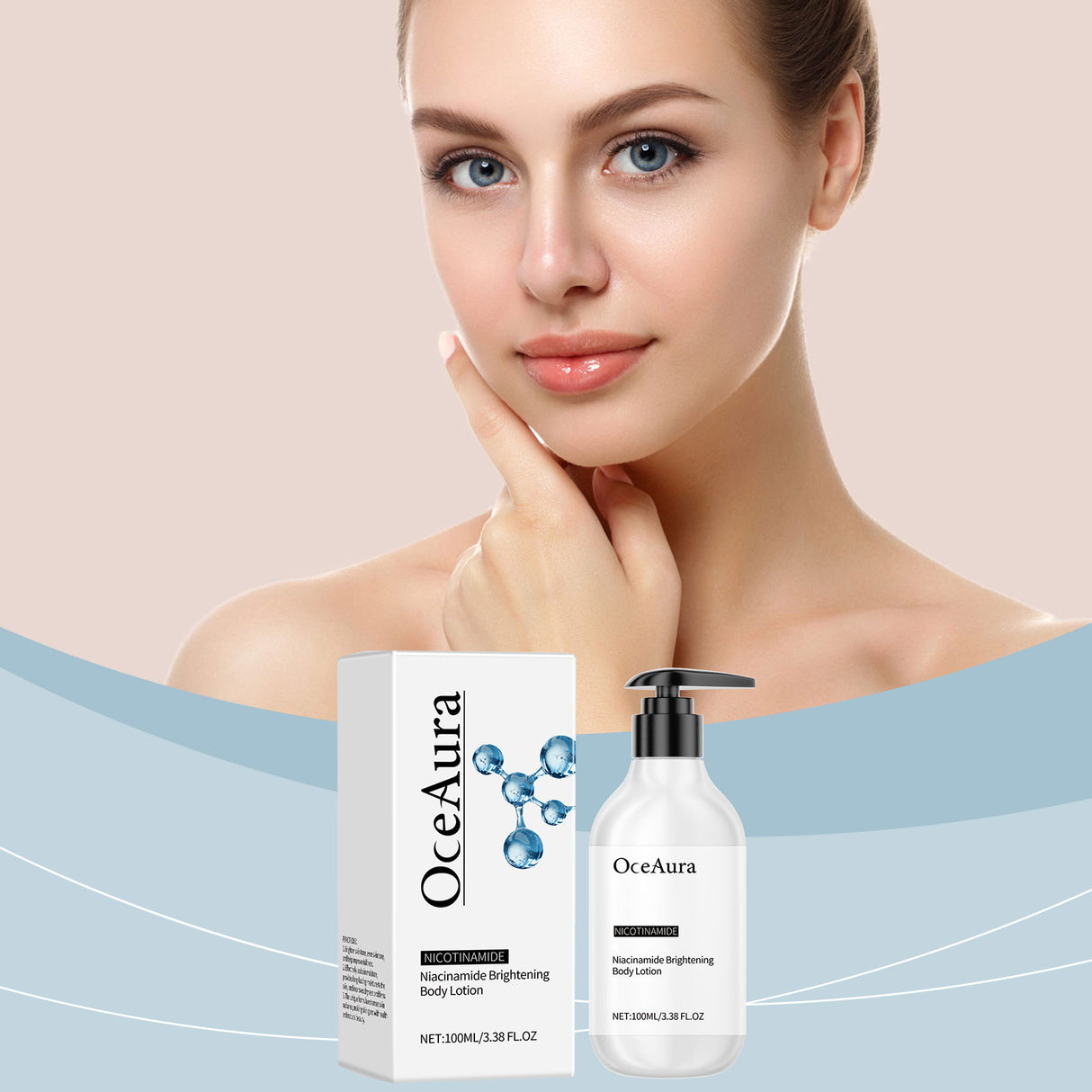 Loción corporal con niacinamida, loción hidratante suave, loción corporal hidratante y calmante para pieles secas.