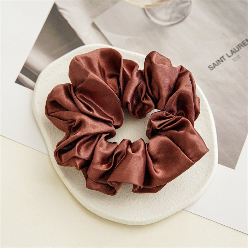 Women Silk Scrunchie Elastic Handmade Multicolor Hair Band Ponytail Holder Headband Hair Accessories 1PC Satin Silk Solid Colo - V.I.P Digital Presence