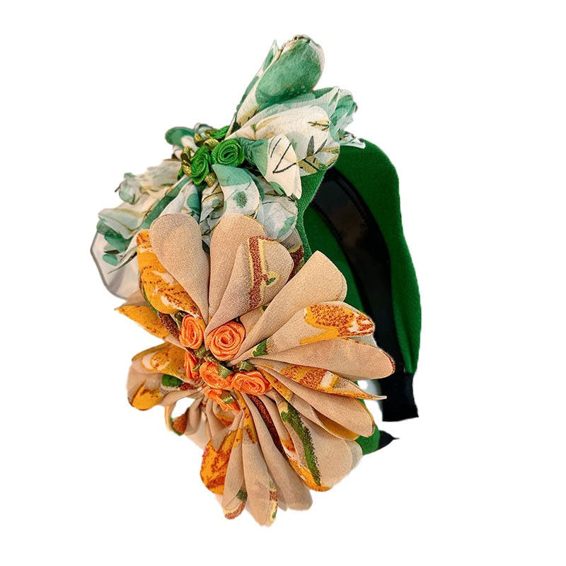 Handmade Fabric Flower Women's Wide Edge Pressed Hair Hoop - V.I.P Digital Presence