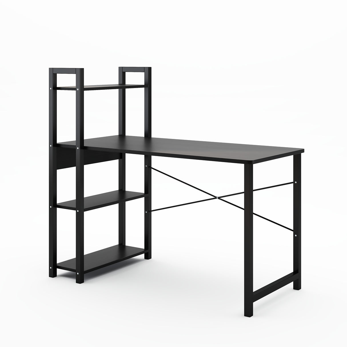 Bedroom desk, steel frame, computer desk, student desk, desk with 4 storage shelves, computer desk, metal and wood - V.I.P Digital Presence