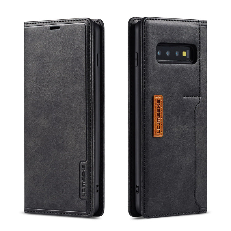 Funda para teléfono con tapa simple y diseño de piel de becerro para Apple iPhone 13, con tarjetero externo y soporte para negocios
