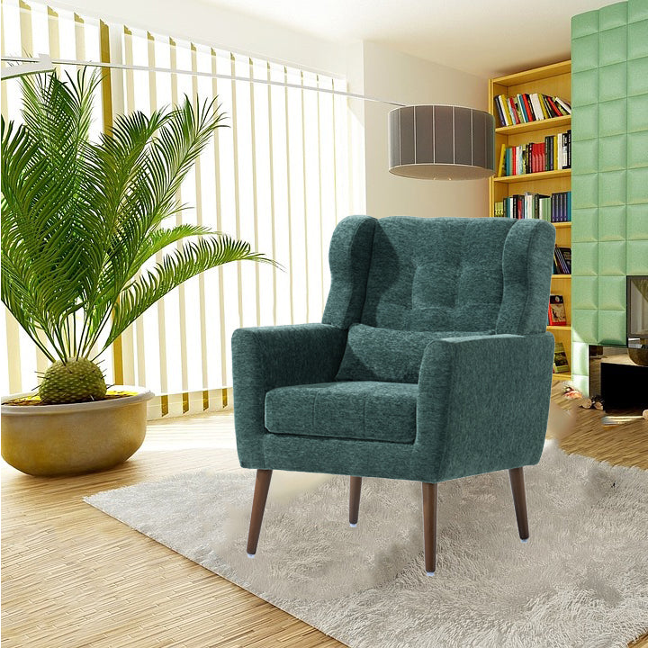 Modern Accent Chair Upholstered Foam Filled Living Room Chairs Comfy Reading Chair Mid Century Modern Chair (Blackish Green) - V.I.P Digital Presence