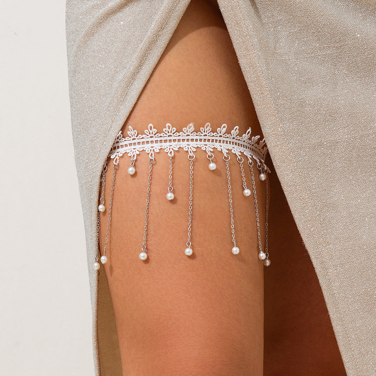 Sexy hot girl elastic band lace leg ring fashionable alloy ribbon tassel leg chain female - V.I.P Digital Presence