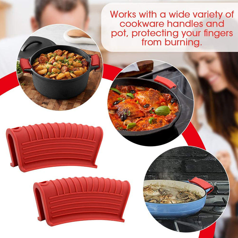 Silicone insulated pot handle sleeve set high-temperature resistant and anti slip pot ear clip anti scald hand clip - V.I.P Digital Presence