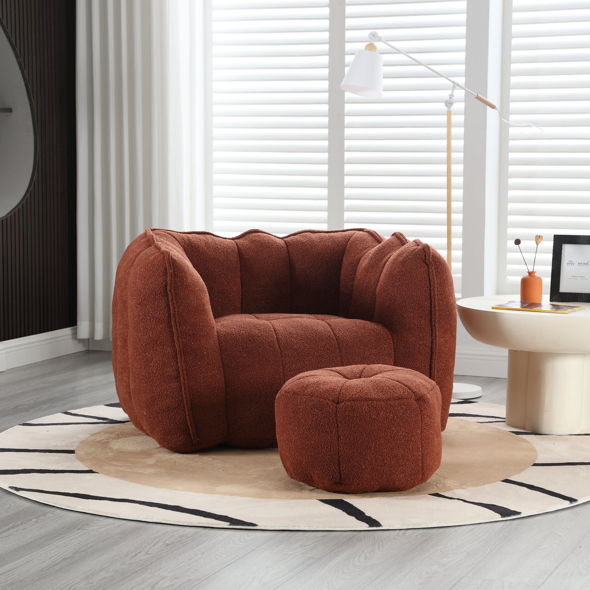 Soft Bean Bag Chair with High Resilient Foam(Chips)for living room and bedroom Comfortable Square Lazy Sofa with Footstool - V.I.P Digital Presence