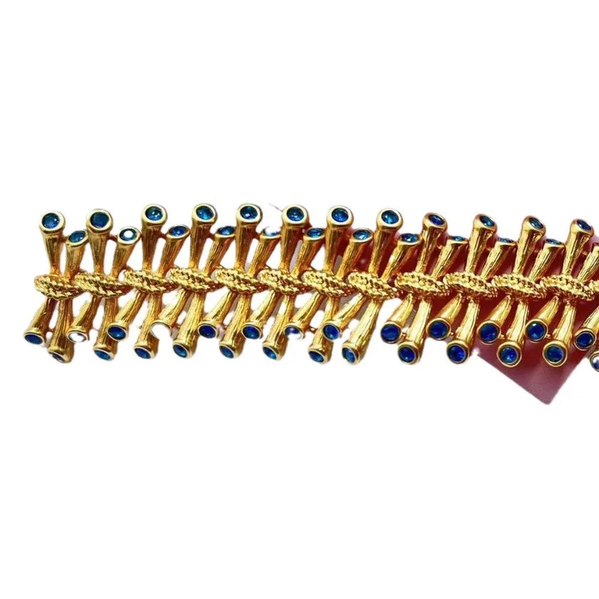 European and American Fashion Trend Retro Literary Inlays Fresh and Versatil, Sea Blue Zircon Texture Copper Plated 18K Bracelet - V.I.P Digital Presence