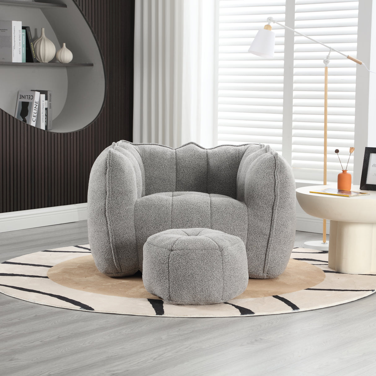 Soft Bean Bag Chair with High Resilient Foam(Chips)for living room and bedroom,Comfortable Square Lazy Sofa with Footstool - V.I.P Digital Presence
