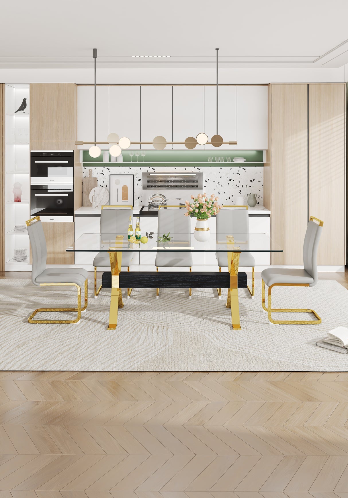 Dining table Modern tempered glass dining table Large modern office desk - V.I.P Digital Presence