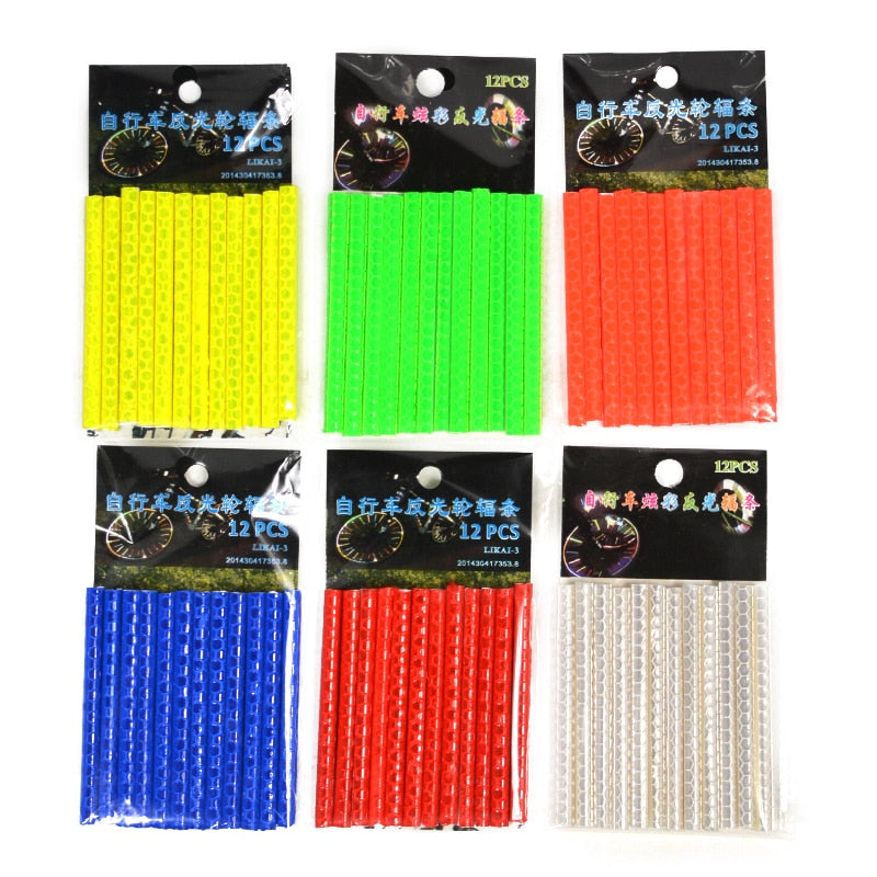 12Pcs Bicycle Light Wheel Rim Spoke Clip Tube Safety Warning Light Cycling Strip Reflective Reflector Bike Bicycle Accessories - V.I.P Digital Presence
