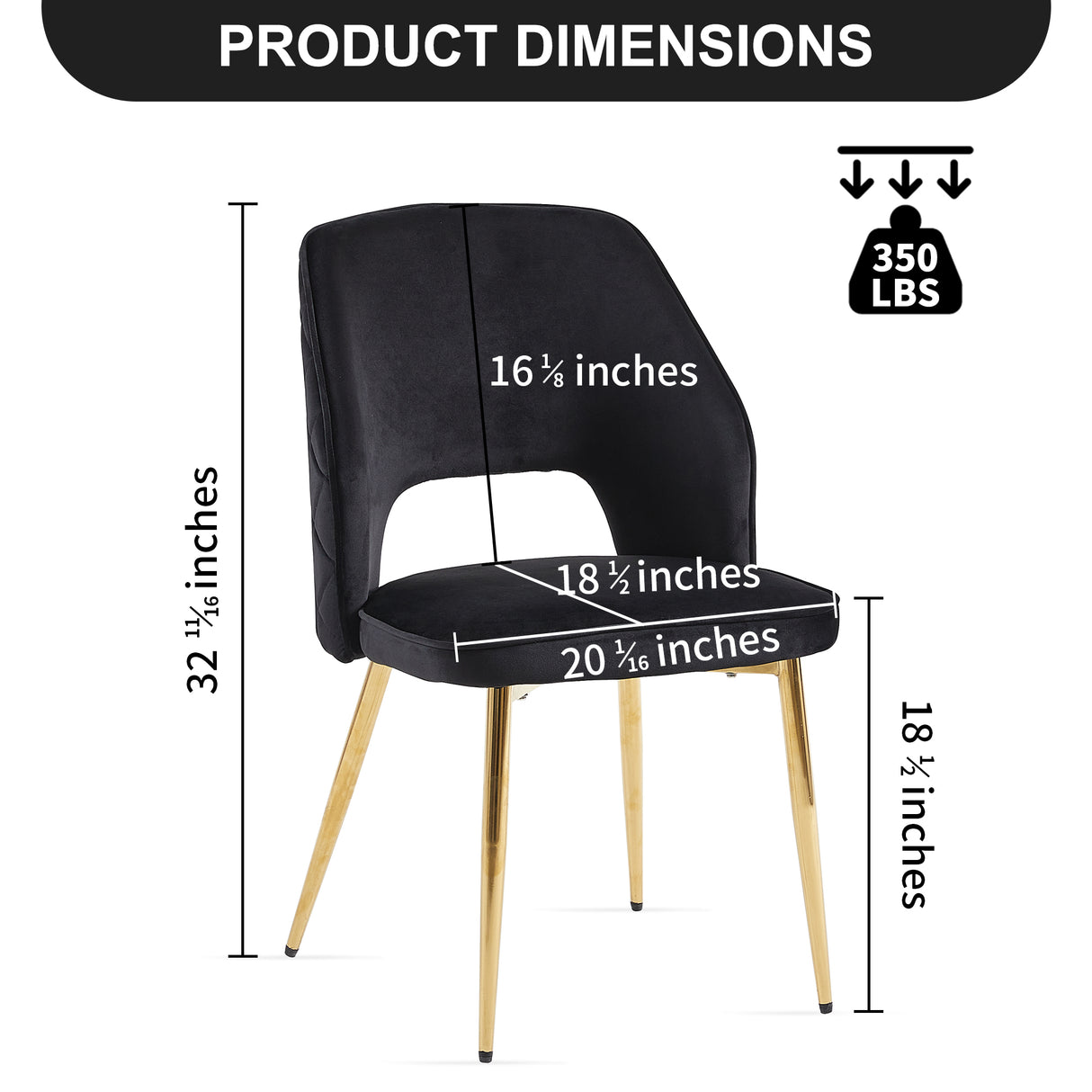 Black Velvet Dining Chairs with Metal Legs and Hollow Back Upholstered Dining Chairs Set of 4 - V.I.P Digital Presence