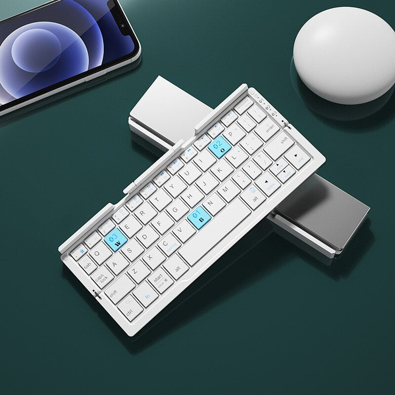 Mini teclado plegable inalámbrico compatible con Bluetooth, teclado plegable para computadora portátil, Windows, Android, tableta, iPad y teléfono.