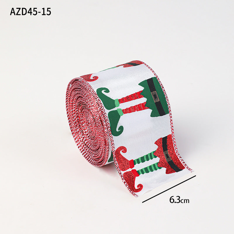 Christmas decoration ribbon, cedar pattern printed ribbon, bow tie, Christmas decoration ribbon, holiday ribbon - V.I.P Digital Presence