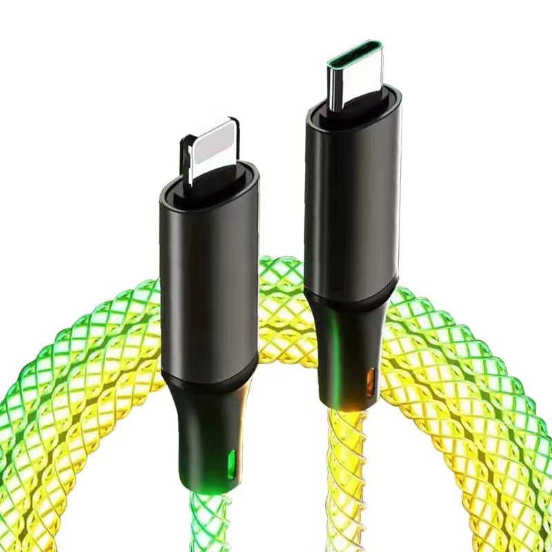 Data cable car luminous breathing gradient PD60W 27W super fast charging suitable for Apple Android Type - V.I.P Digital Presence